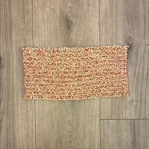 Brandy Melville Floral Smocked Top in Red and Cream